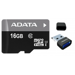 16GB AData microSDHC UHS-1 CL10 memory card with USB Reader