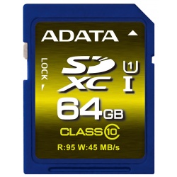 64GB AData Premier Pro SDXC UHS-1 High Performance Memory Card (R:95MB/sec - W:45MB/sec)