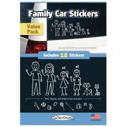 Cool Family Car Stickers - Compact Value Pack - contains 18 stickers