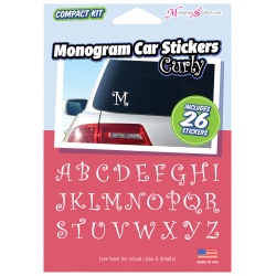 Monogram Car Stickers - Curly - Compact Kit with 26 Stickers