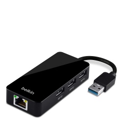 Belkin 3-Port USB3.0 Hub with Gigabit Ethernet - Black