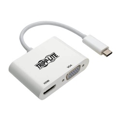 Tripp Lite USB-C Male to 4K HDMI and VGA Female Adapter Cable - White