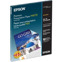 Epson Matte Paper 8.5x11 Bright White Premium Double Sided Presentation Photo Paper - 50 Sheets