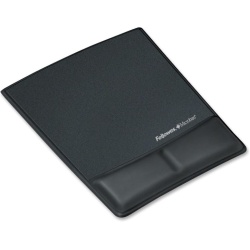 Fellowes Professional Wrist Support Mouse Pad with Wrist Pillow - Black Leatherette