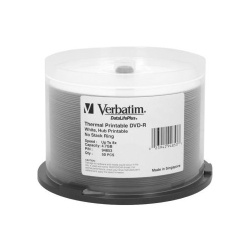 Verbatim DVD-R DataLifePlus 4.7GB 8X White Thermal Printable 50-Pack Spindle