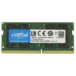 8GB Crucial 3200MHz CL22 DDR4 SO-DIMM Memory Module - 1x8GB 