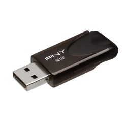 32GB PNY MF Attache 4 USB2.0 Capless Flash Drive - Black