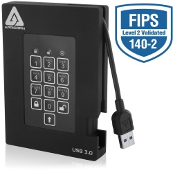 1TB Apricorn Aegis Padlock Fortress USB3.0 External Hard Drive - Black