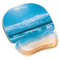 Fellowes Photo Microban Gel Mouse Pad with Wrist Rest - Sandy Beach