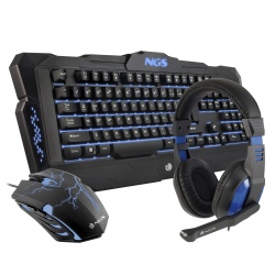 NGS GBX-1000 Gaming Pack, Keyboard + Mouse + Headphones - Spanish Layout 