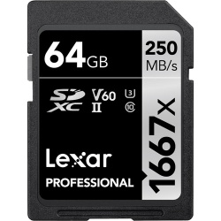 64GB Lexar Professional 1667x UHS-II SDXC Memory Card