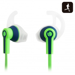 NGS Racer - Sport Earphones with Tangle Free Cable and Built-in Microphone - Green
