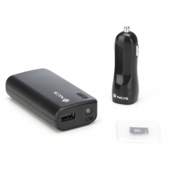 NGS Emperor Smartphone Travel Kit - 4000mAh Powerbank, Dual Car Charger and 8GB Micro SD Card