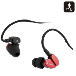 NGS Camaleon Sport Earphones, Water Resistant + Carry Case - Red
