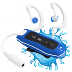 NGS Seaweed - 4GB Waterproof MP3 Player with FM Radio, IPX8 - Blue