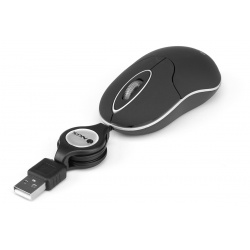 NGS Sin - Optical Mouse with Retractable USB Cable and Scroll-wheel, 1000 DPI - Black