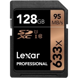 128GB Lexar Professional 633x UHS-I / Class 10 SDXC Memory Card