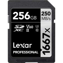 256GB Lexar Professional 1667x V60 / UHS-II U3 / Class10 SDXC Memory Card