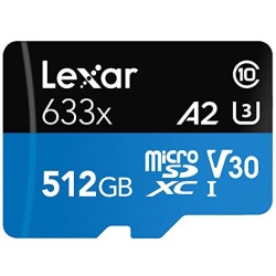 512GB Lexar High Performance 633x UHS-I / Class 10 MicroSDXC Memory Card