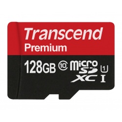 128GB Transcend Premium microSDXC CL10 UHS-1 Mobile Phone Memory Card with SD Adapter