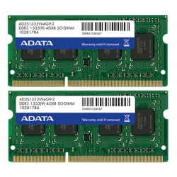 8GB AData DDR3 PC3-10666 1333MHz CL9 204-pin Dual Channel Laptop Memory Kit (2x4GB)