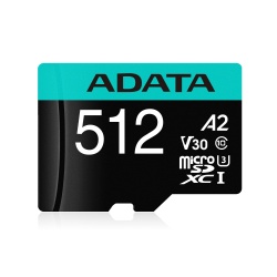 512GB AData Premier Pro microSDXC CL10 UHS-I U3 V30 A2 Memory Card with SD Adapter