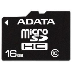 16GB AData microSDHC CL10 memory card with USB reader
