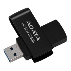 128GB AData UC310 USB 3.2 Flash Drive - Black Capless Swivel