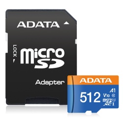 512GB AData Premier microSDXC A1 UHS-1 CL10 Memory Card w/SD adapter 85MB/sec