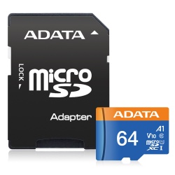 64GB AData Premier microSDXC A1 UHS-1 CL10 Memory Card w/SD adapter 100MB/sec