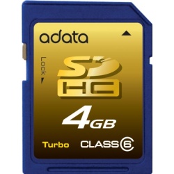 4GB A-Data SDHC CL6 Secure Digital Card Turbo Hi-Speed Series