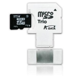 4GB A-Data MicroSDHC (TransFlash) Trio card (MicroSDHC, SDHC, USB)