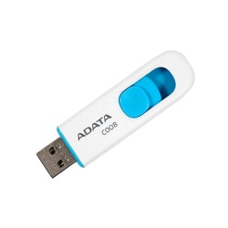 64GB AData C008 Capless Sliding USB Flash Drive, USB2.0 White/Blue