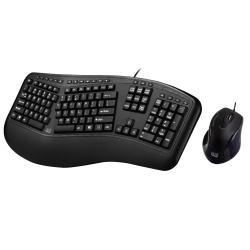 Adesso Truform 150CB Ergonomic Wired Optical Mouse and Keyboard Combo w/Wrist Rest - US English Layout