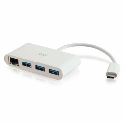 C2G USB-C to Ethernet 3-Port Adapter - White