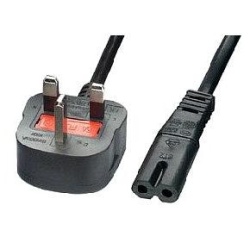 Power Cable Figure 8 with 3-pin UK plug 180cm