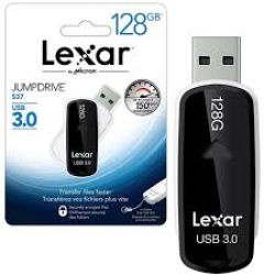 128GB Lexar S37 USB 3.0 Flash Drive Black/White 