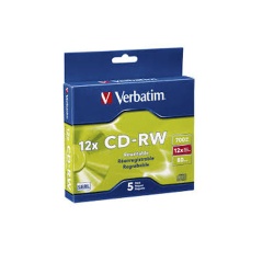 Verbatim CD-RW 700MB 12X High Speed Branded 5-Pack Slim Case