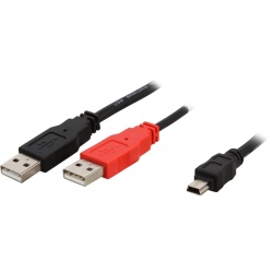 C2G 6FT USB Mini Type-B Male to 2 x USB Type-A Male Y Cable - Black