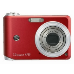 GE A735 7.0 Megapixel Digital Camera (w/ Panorama Function) Red