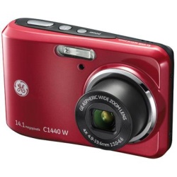 GE C1440W 14.1 Megapixel Red Digital Camera, 4X Optical Zoom, 2.7-inch Screen