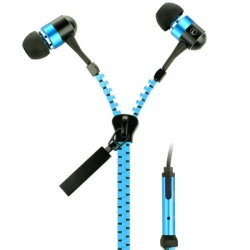 GEEQ Blue Zip-Style Noise-isolating Earphone with Microphone