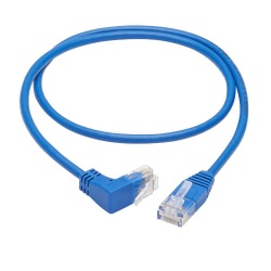 Tripp Lite 2FT RJ45 Right-Angle Up Male to RJ45 Male Cat6 Gigabit Molded Slim UTP Ethernet Cable - Blue