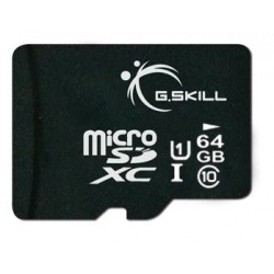 64GB G.Skill microSDXC CL10 UHS-1 memory card with SD adapter