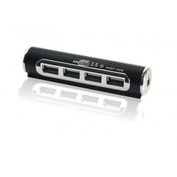 4-port USB Hub USB2.0 - Black Cylinder Design