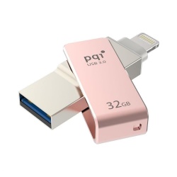 32GB PQI iConnect mini 102 USB Flash Drive for iPhone, iPod, iPad - Rose Gold