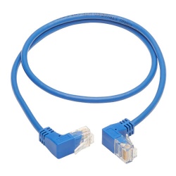 Tripp Lite 0.61M RJ45 Up-Angle Male to RJ45 Down-Angle Male Cat6 Gigabit Molded Slim UTP Ethernet Cable - Blue