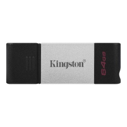 64GB Kingston DataTraveler 80 USB3.2 USB-C Flash Drive - Metal Grey, Black