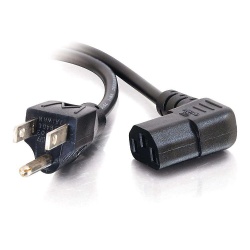 C2G 6FT 18 AWG NEMA 5-15P to IEC320 C13R Universal Right Angle Power Cable - Black