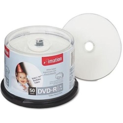 Imation DVD-R 4.7GB 16X White Thermal Hub Printable 50-Pack Cake Box